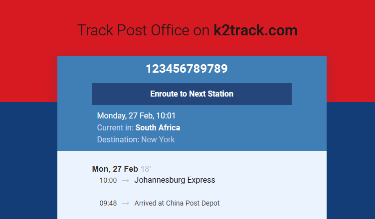 Post office tracking number